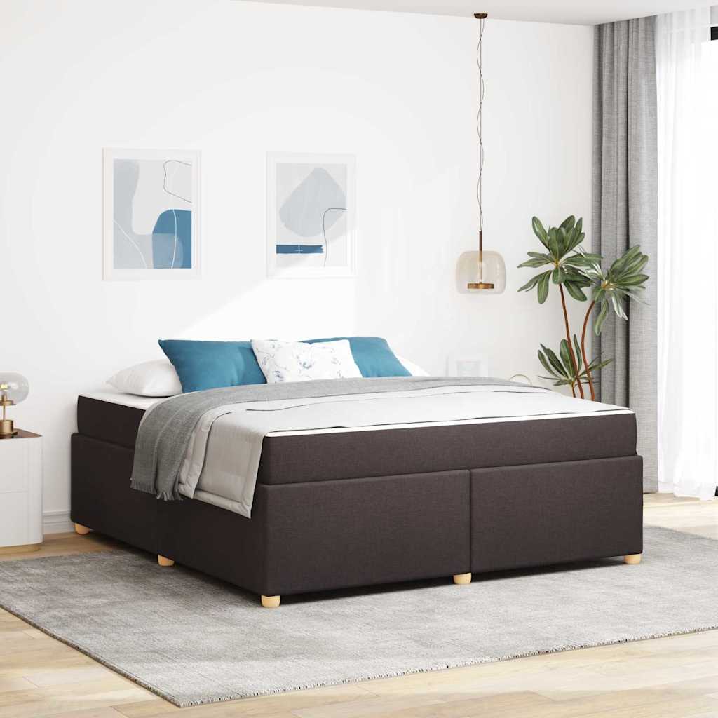 Sengestel Med Madras Mørkebrun 180 X 200 Cm Stof - Hovedbillede