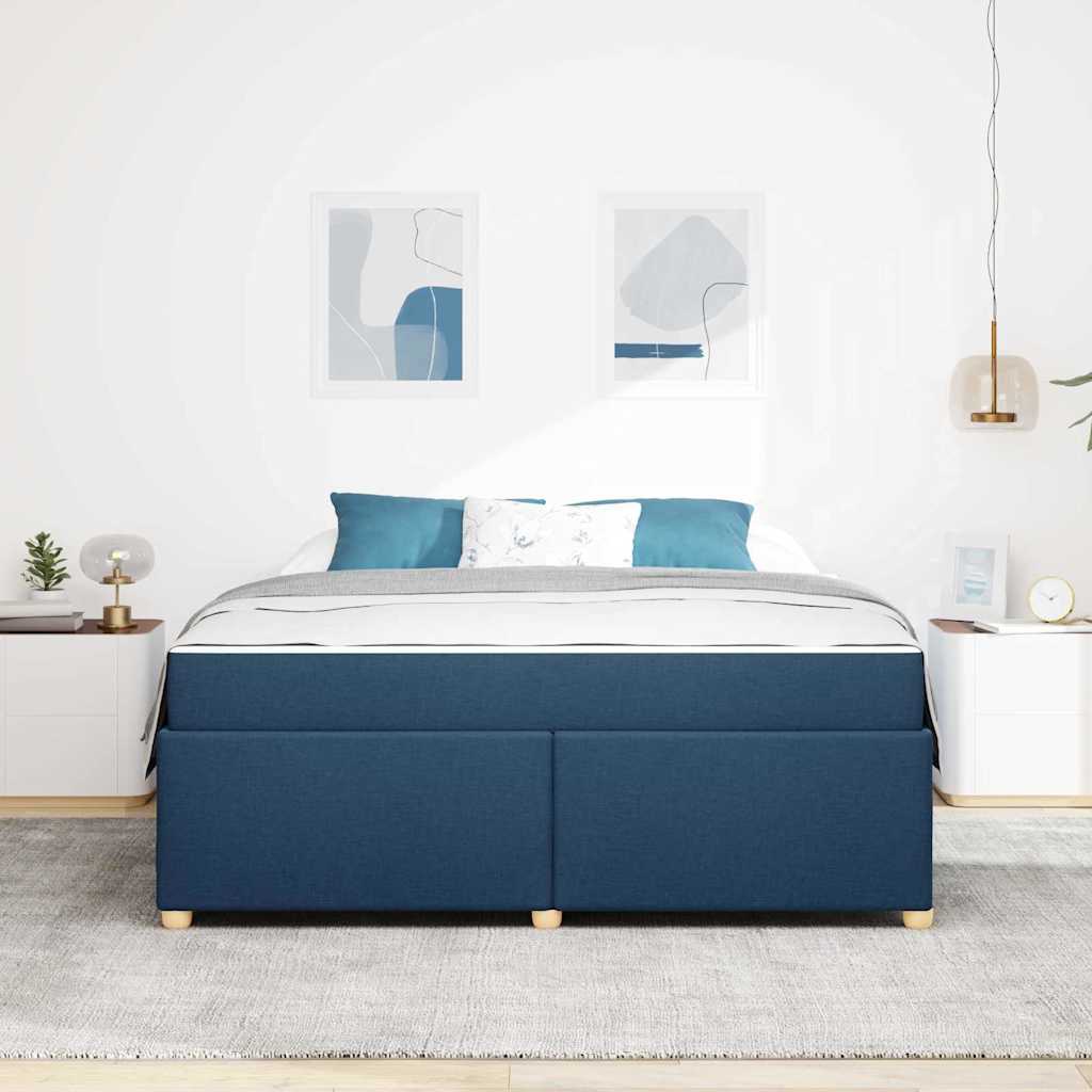 Sengestel Med Madras Blå 180 X 200 Cm Stof - Billede 4