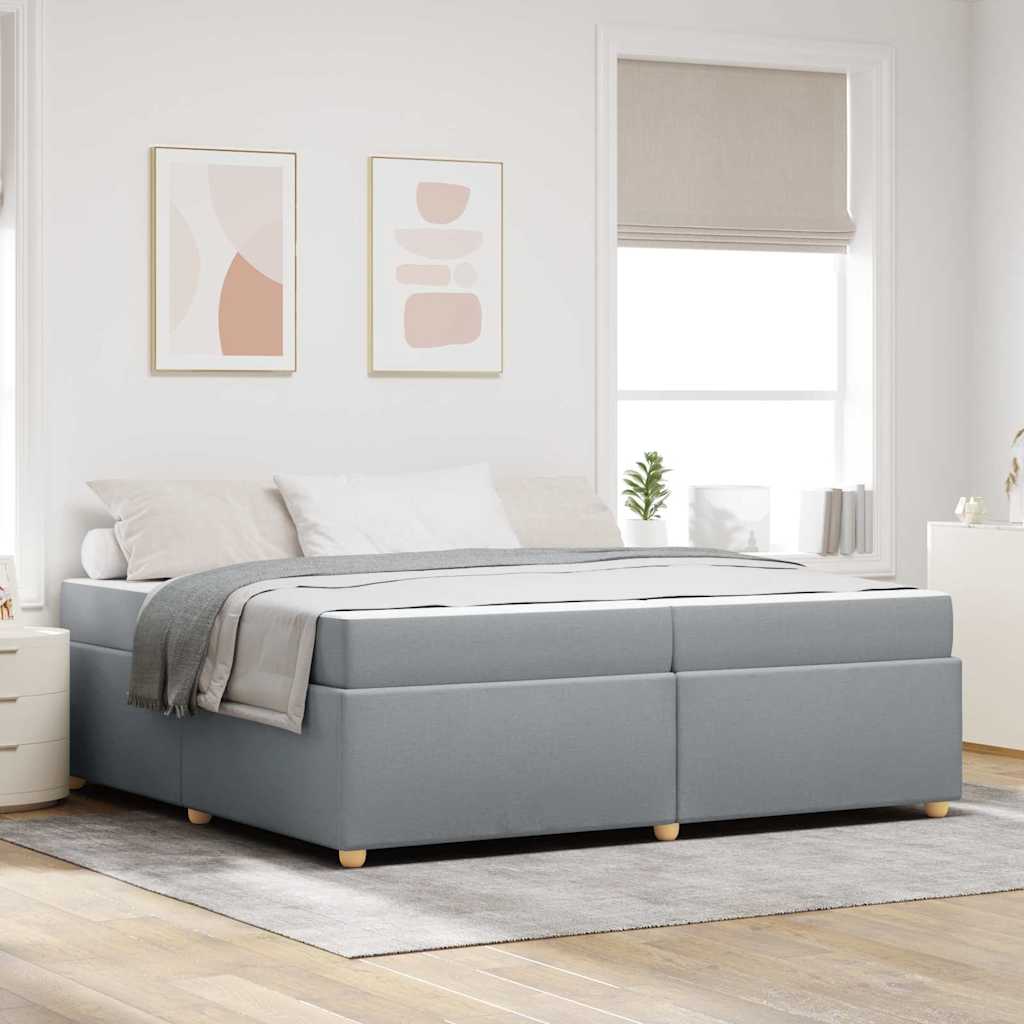 Sengestel Med Madras Lysegrå 200 X 200 Cm Stof - Hovedbillede