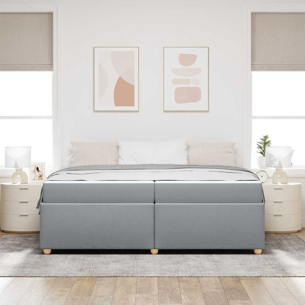 Sengestel Med Madras Lysegrå 200 X 200 Cm Stof - Billede 4