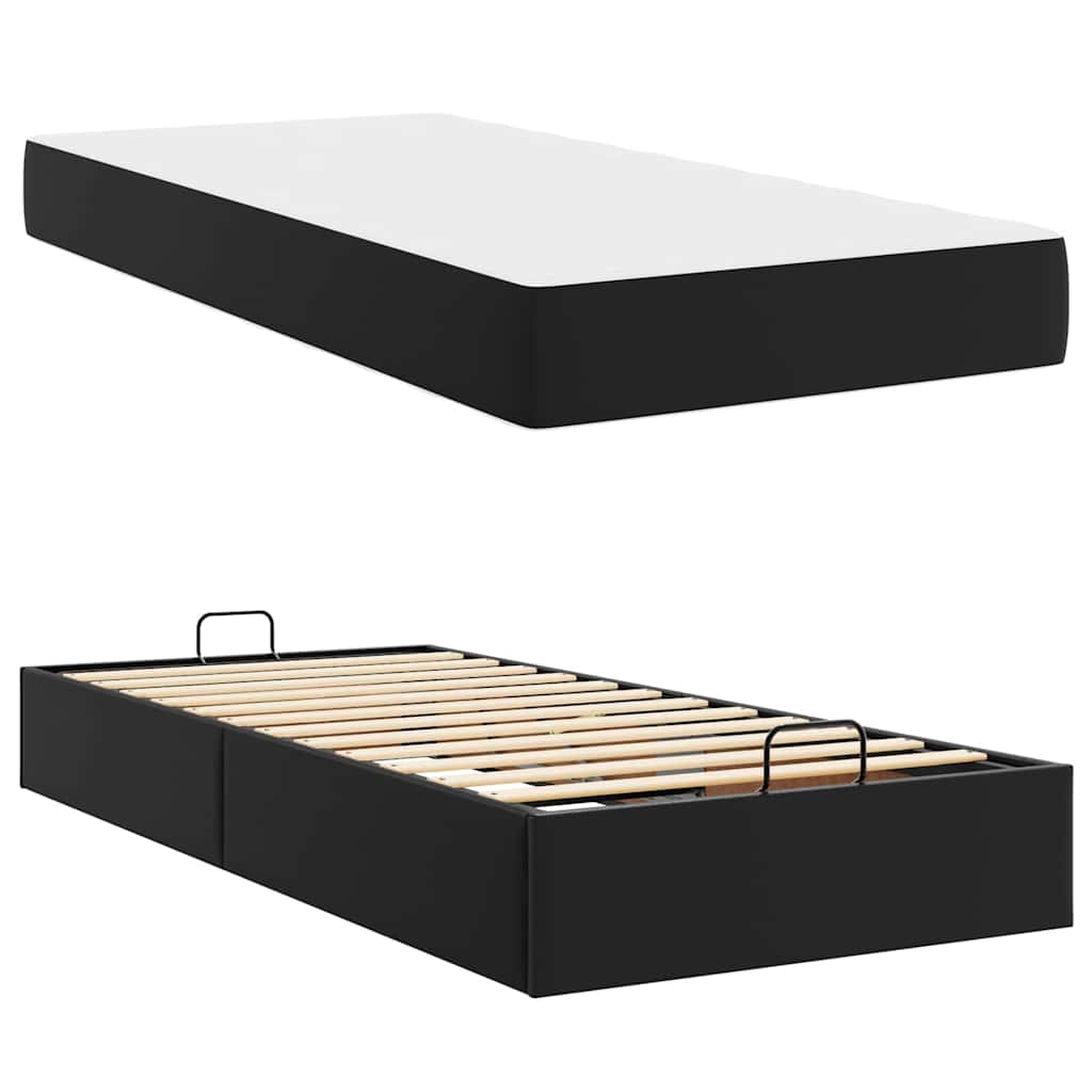 Sengeramme Med Madras Med Madras Sort 90 X 190 Cm Kunstlæder - Billede 5