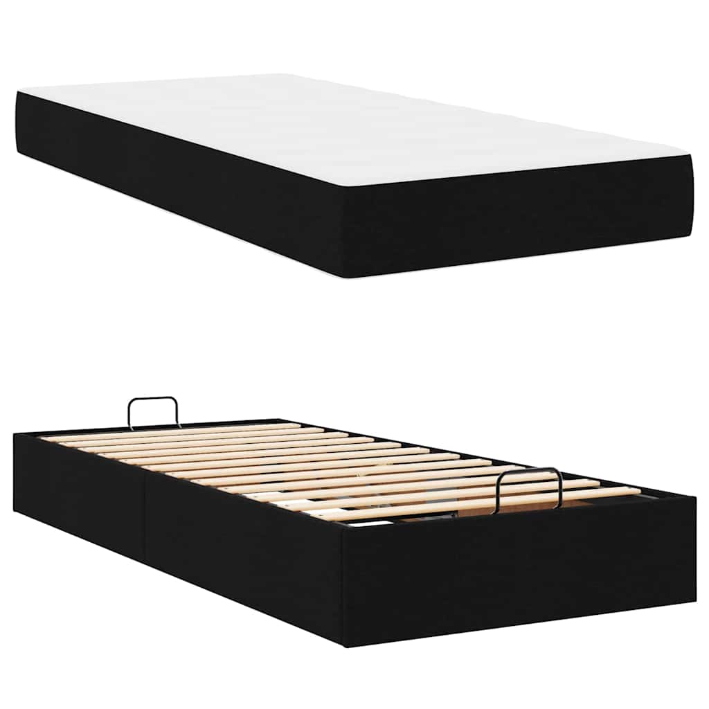 Sengestel Med Madras Blcak 90 X 190 Cm Stof - Billede 5