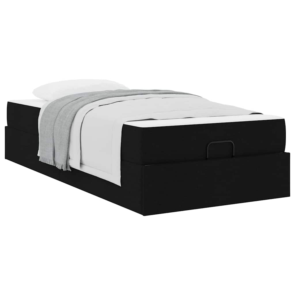 Sengestel Med Madras Blcak 90 X 190 Cm Stof - Billede 3