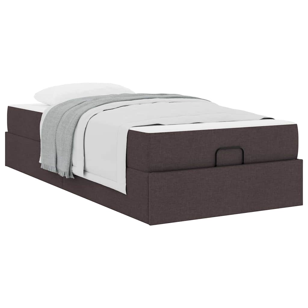 Sengestel Med Madras Mørkebrun 90 X 190 Cm Stof - Billede 3