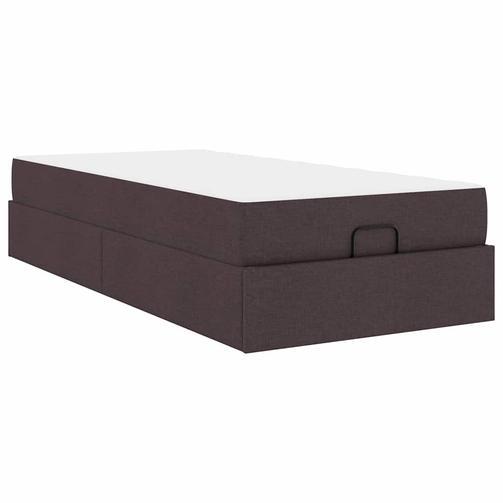 Sengestel Med Madras Mørkebrun 90 X 200 Cm Stof - Billede 2