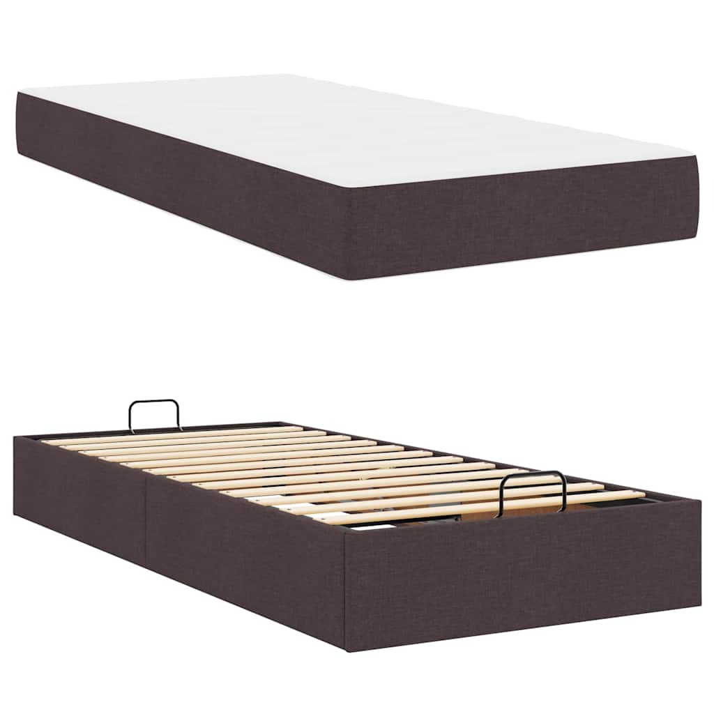 Sengestel Med Madras Mørkebrun 90 X 200 Cm Stof - Billede 5