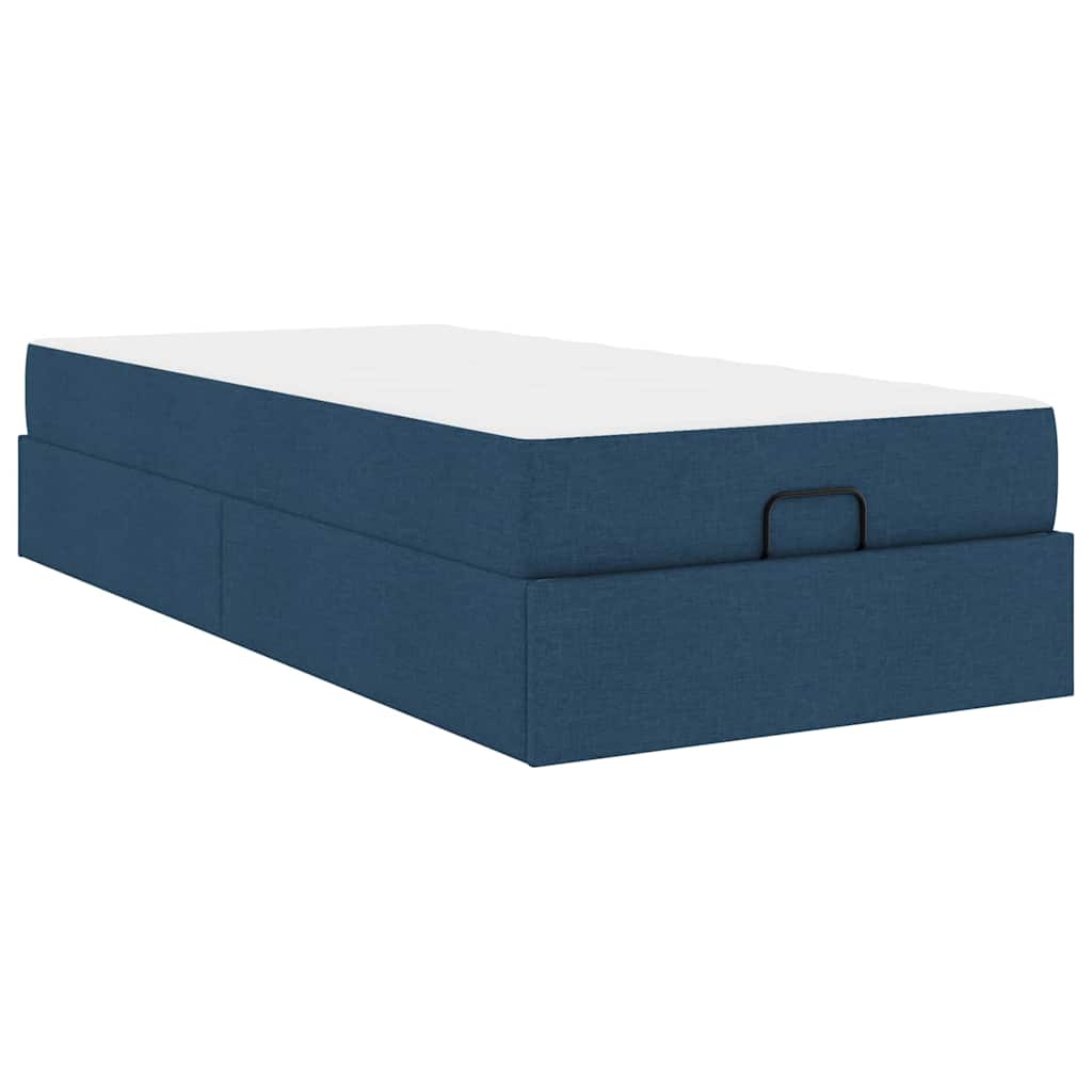 Sengestel Med Madras Blå 90 X 200 Cm Stof - Billede 2