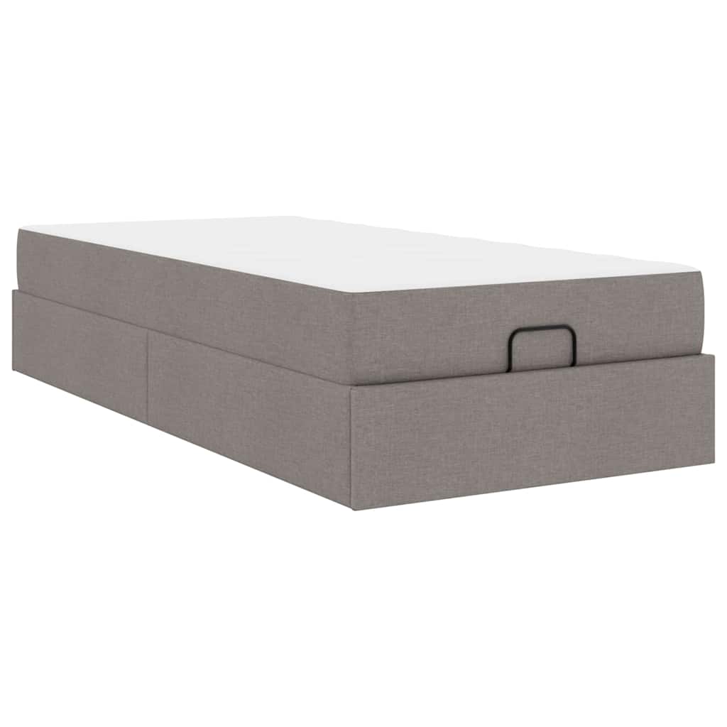 Sengestel Med Madras Gråbrun 100 X 200 Cm Stof - Billede 2