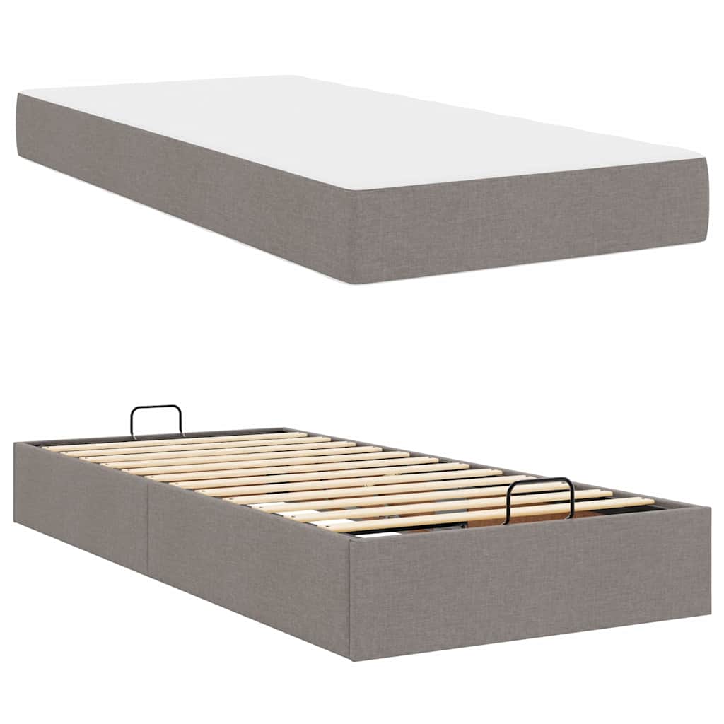 Sengestel Med Madras Gråbrun 100 X 200 Cm Stof - Billede 5