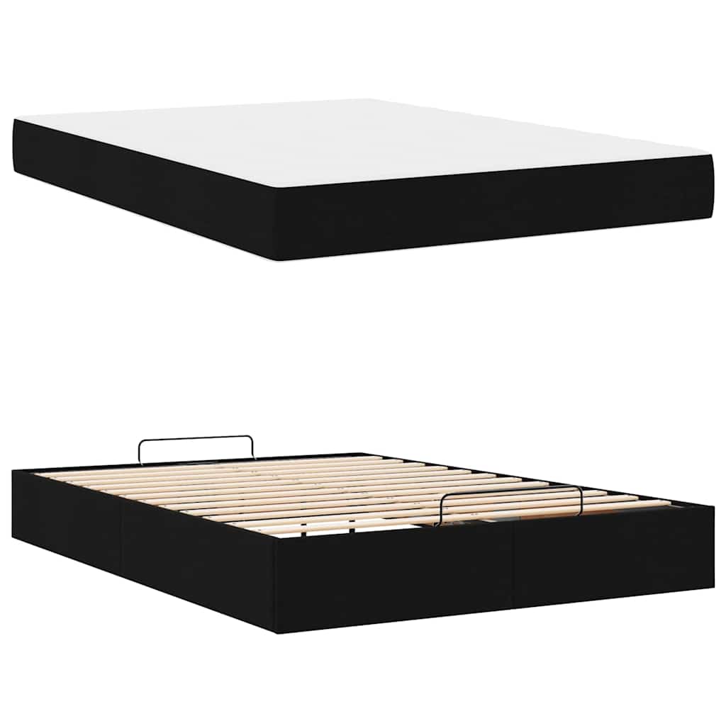 Sengestel Med Madras Blcak 140 X 190 Cm Stof - Billede 5