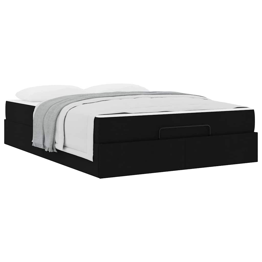 Sengestel Med Madras Blcak 140 X 190 Cm Stof - Billede 3