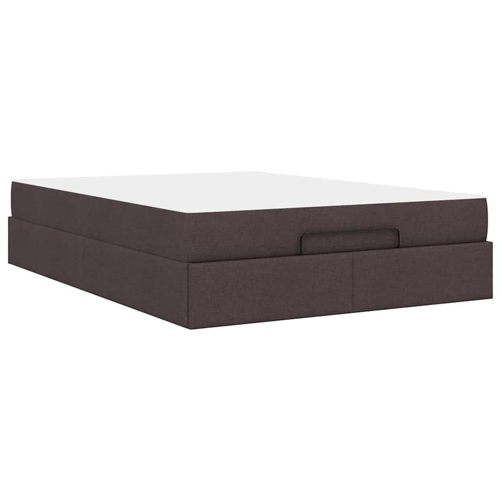 Sengestel Med Madras Mørkebrun 140 X 190 Cm Stof - Billede 8