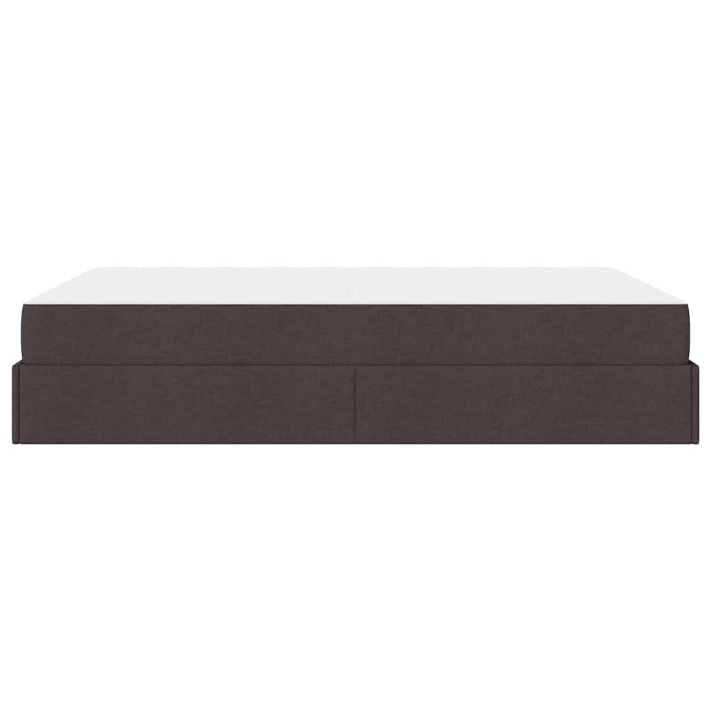 Sengestel Med Madras Mørkebrun 140 X 190 Cm Stof - Billede 7