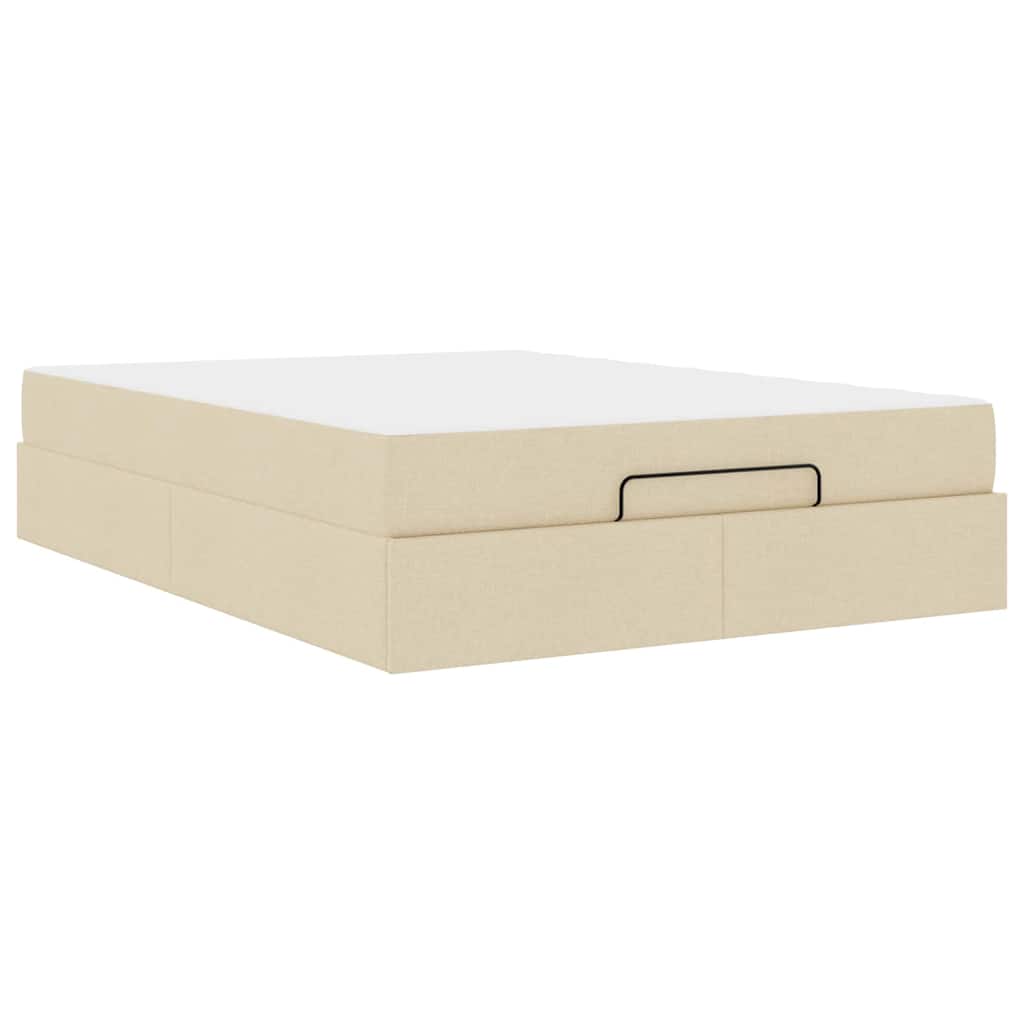 Sengestel Med Madras Creme 140 X 190 Cm Stof - Billede 2
