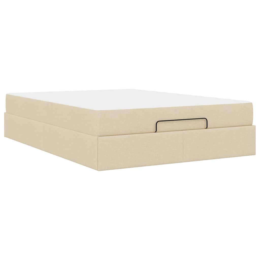 Sengestel Med Madras Creme 140 X 190 Cm Stof - Billede 8