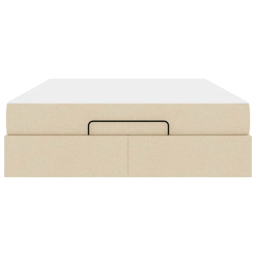 Sengestel Med Madras Creme 140 X 190 Cm Stof - Billede 6