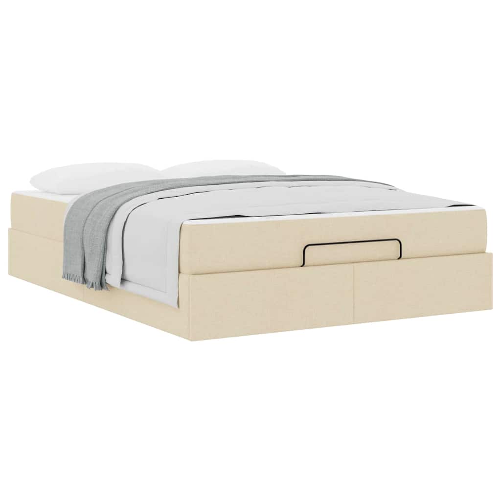 Sengestel Med Madras Creme 140 X 190 Cm Stof - Billede 3