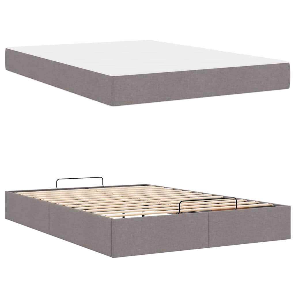 Sengestel Med Opbevaring Gråbrun 160 X 200 Cm Stof - Billede 5