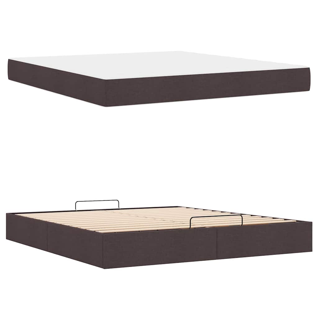 Sengestel Med Opbevaring Mørkebrun 180 X 200 Cm Stof - Billede 4