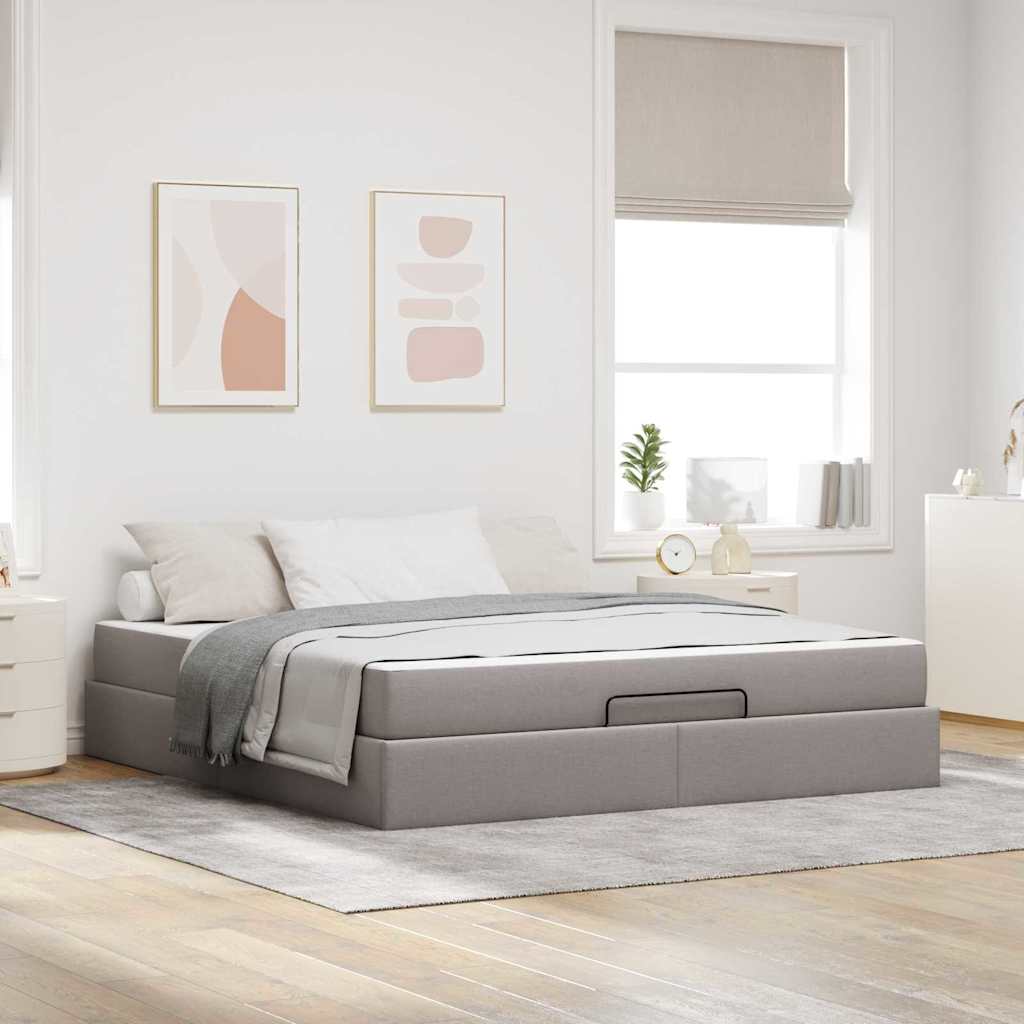 Sengestel Med Opbevaring Gråbrun 180 X 200 Cm Stof - Hovedbillede