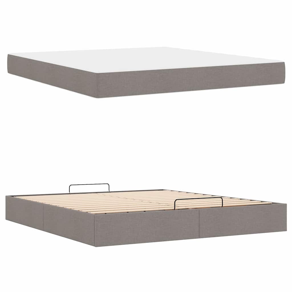 Sengestel Med Opbevaring Gråbrun 180 X 200 Cm Stof - Billede 5