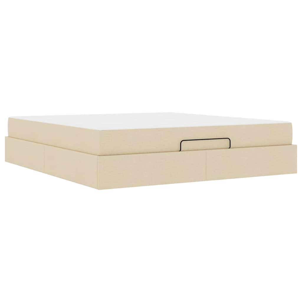 Sengestel Med Opbevaring Creme 180 X 200 Cm Stof - Billede 2