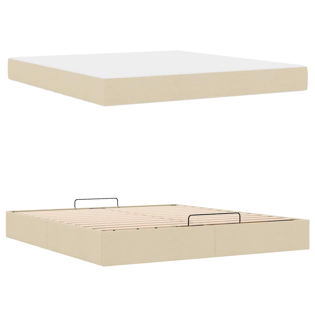 Sengestel Med Opbevaring Creme 180 X 200 Cm Stof - Billede 5
