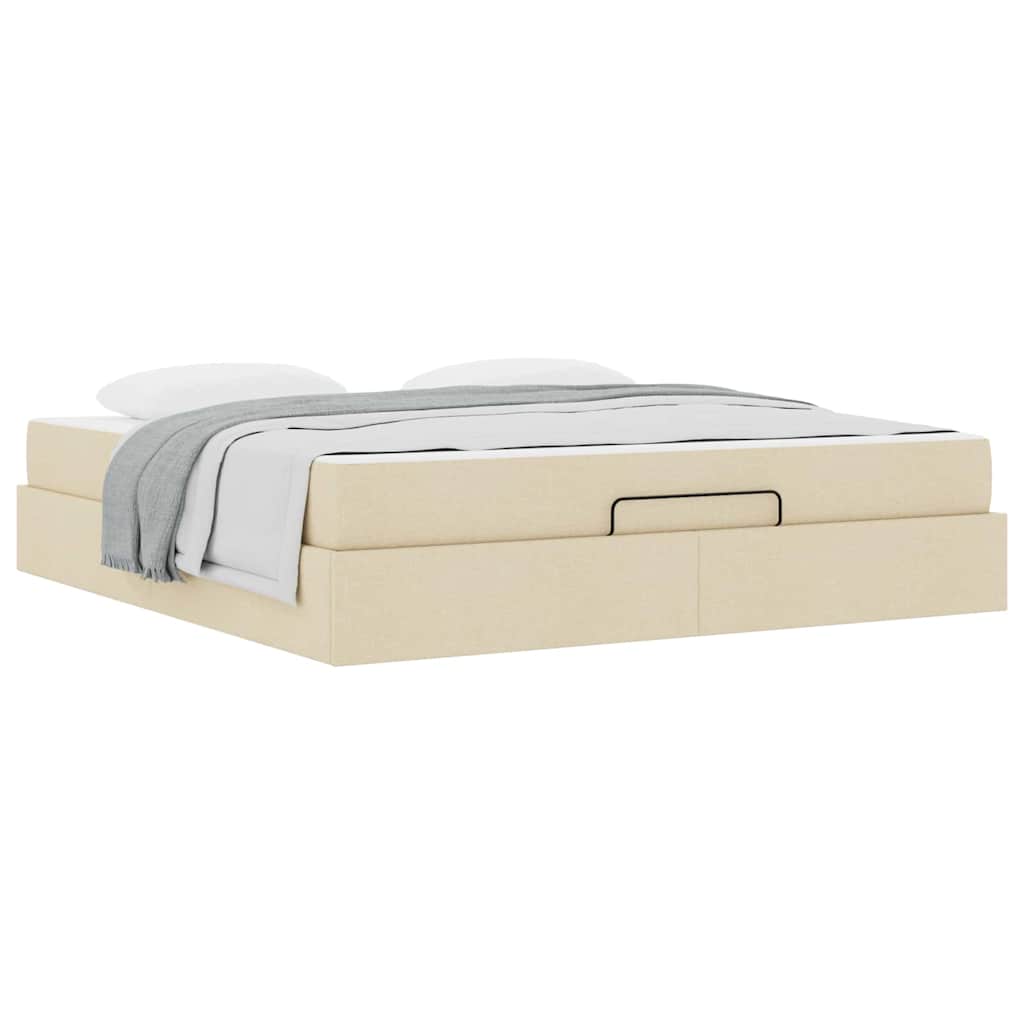Sengestel Med Opbevaring Creme 180 X 200 Cm Stof - Billede 3