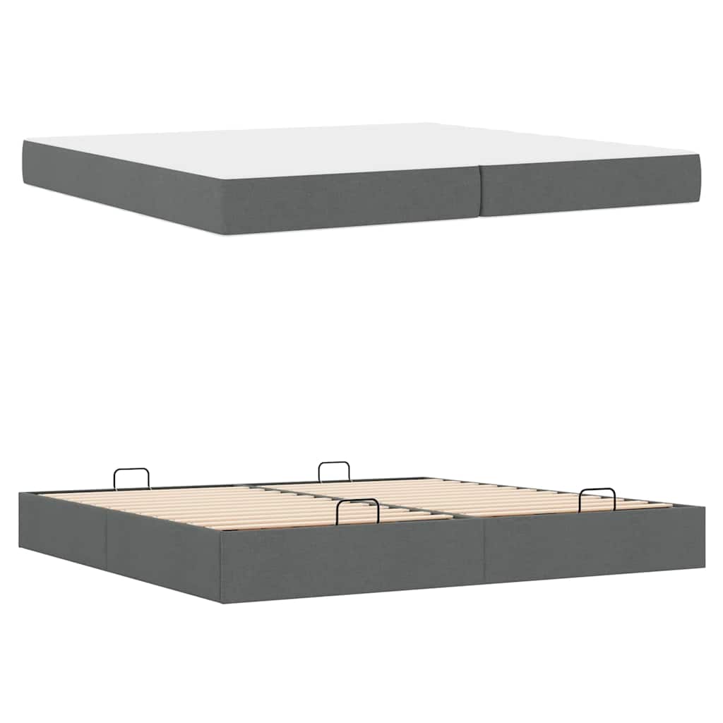 Sengestel Med Opbevaring Mørkegrå 200 X 200 Cm Stof - Billede 5