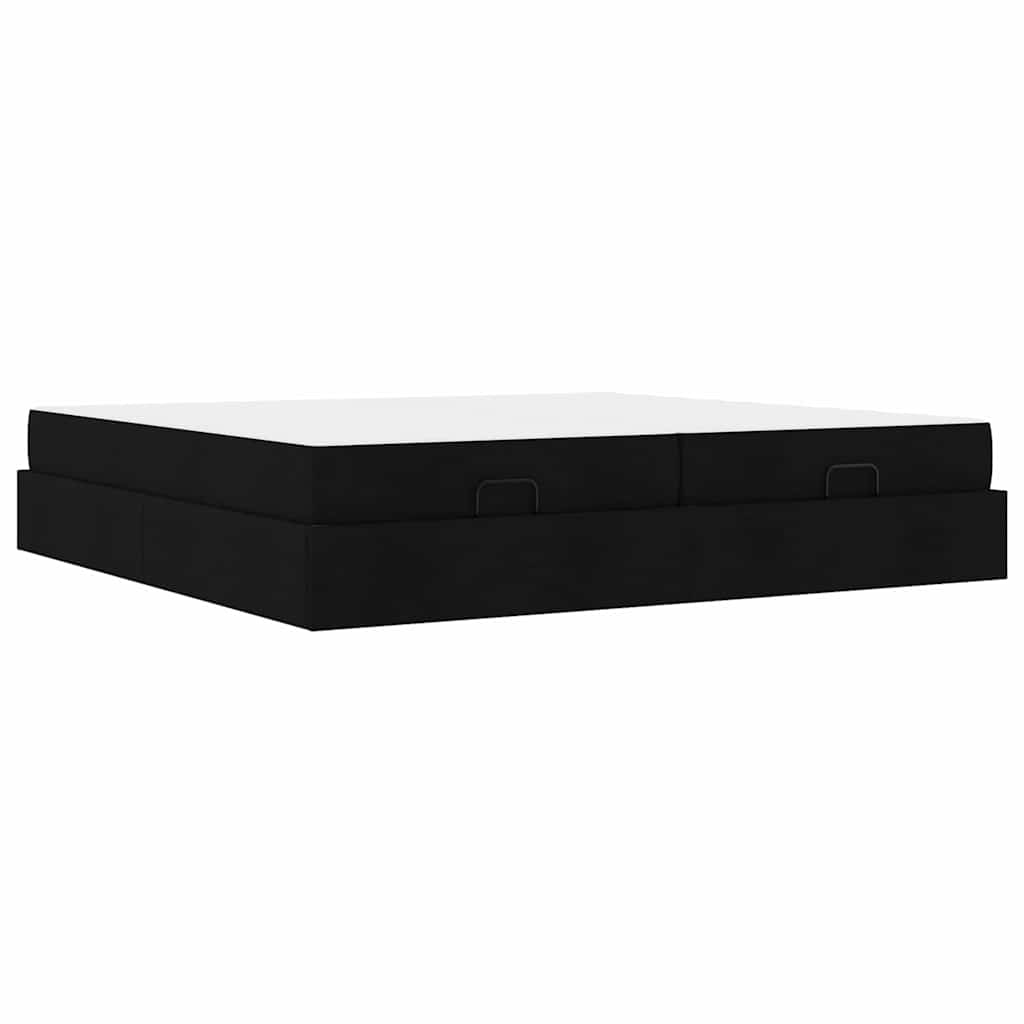 Sengestel Med Opbevaring Blcak 200 X 200 Cm Stof - Billede 2