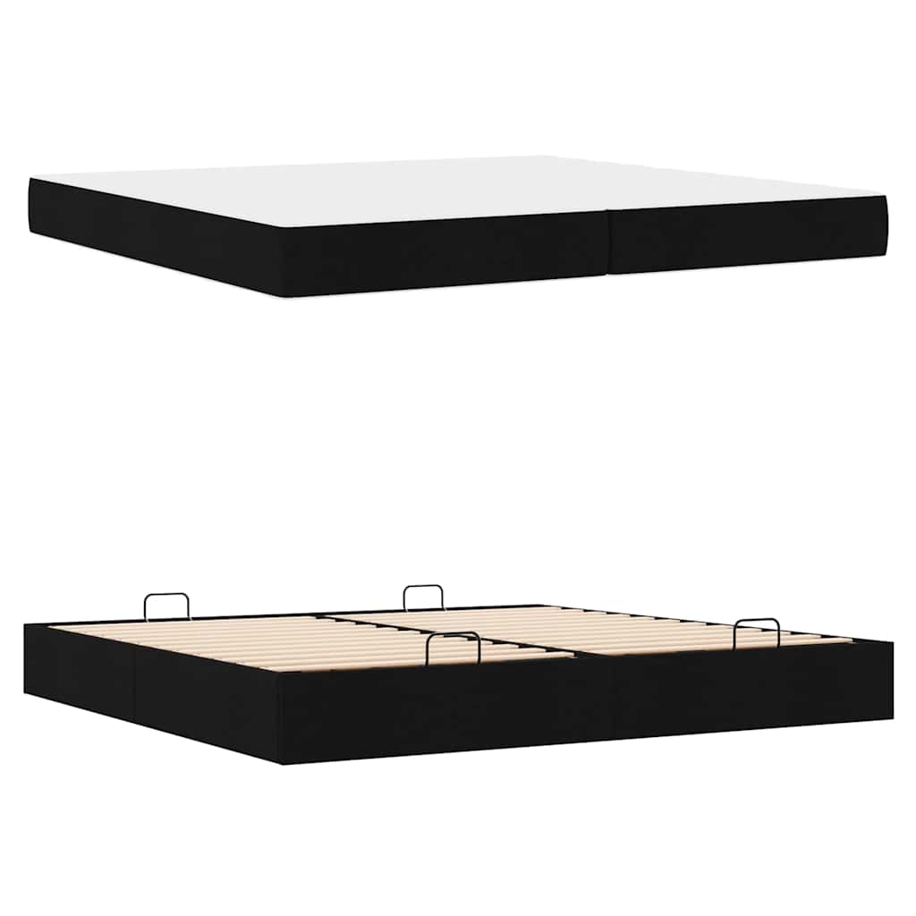 Sengestel Med Opbevaring Blcak 200 X 200 Cm Stof - Billede 4