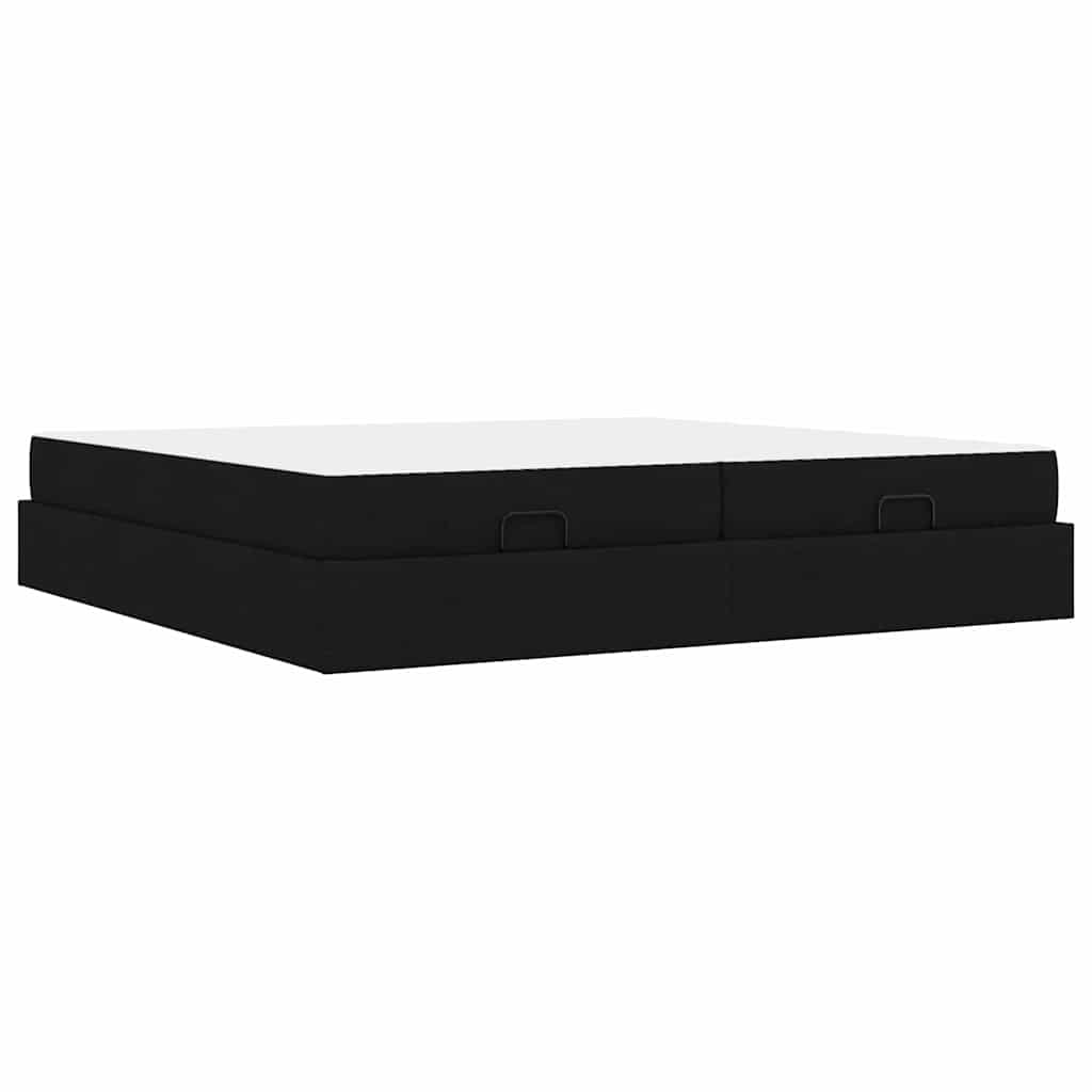 Sengestel Med Opbevaring Blcak 200 X 200 Cm Stof - Billede 10