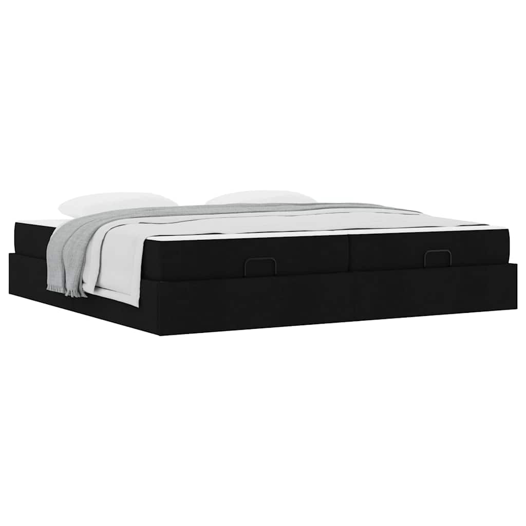 Sengestel Med Opbevaring Blcak 200 X 200 Cm Stof - Billede 3