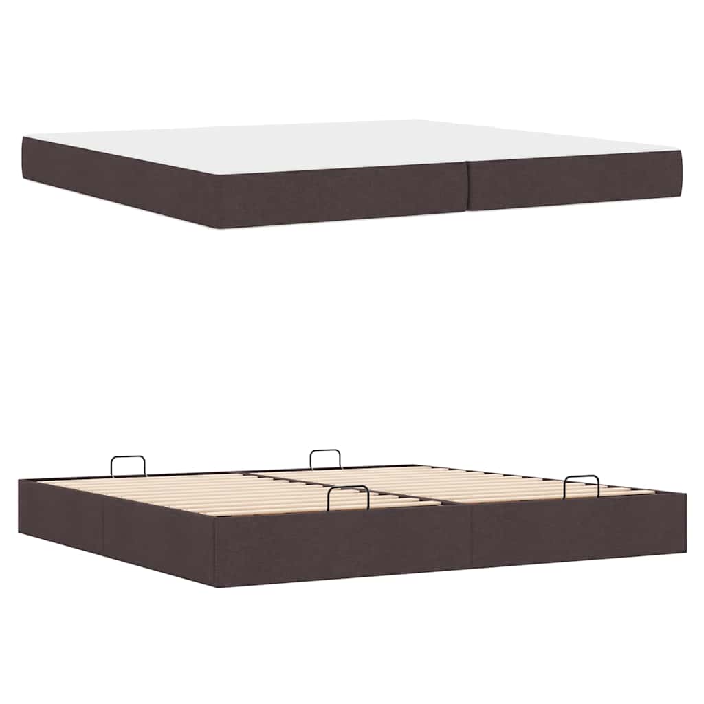 Sengestel Med Opbevaring Mørkebrun 200 X 200 Cm Stof - Billede 5