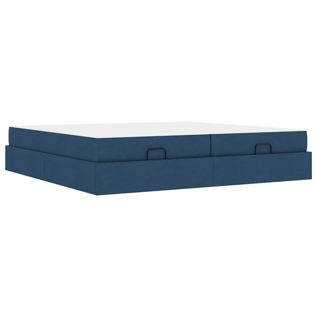 Sengestel Med Opbevaring Blå 200 X 200 Cm Stof - Billede 2