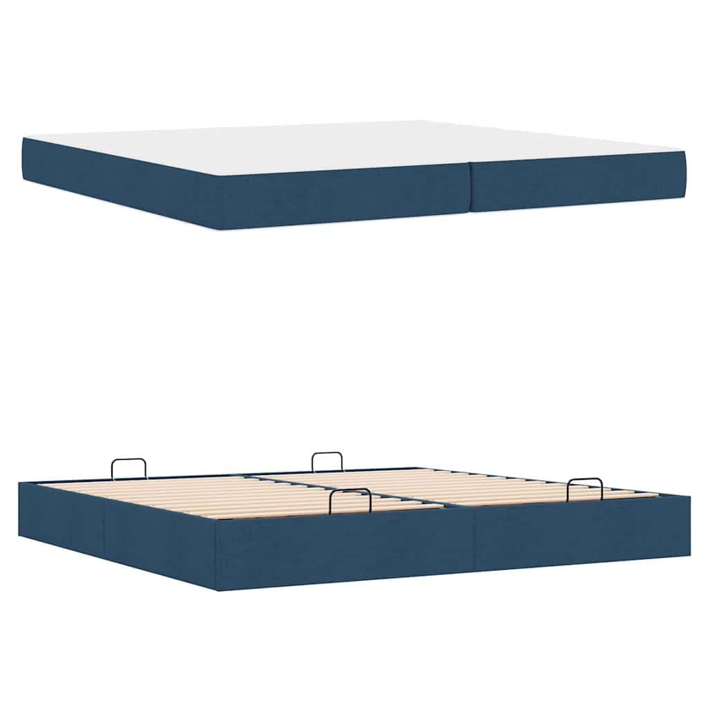 Sengestel Med Opbevaring Blå 200 X 200 Cm Stof - Billede 5