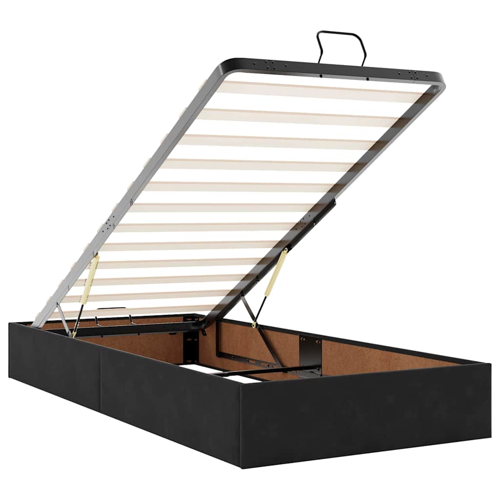 Sengestel Med Madras Med Opbevaring Blcak 80 X 200 Cm Fløjl - Billede 11