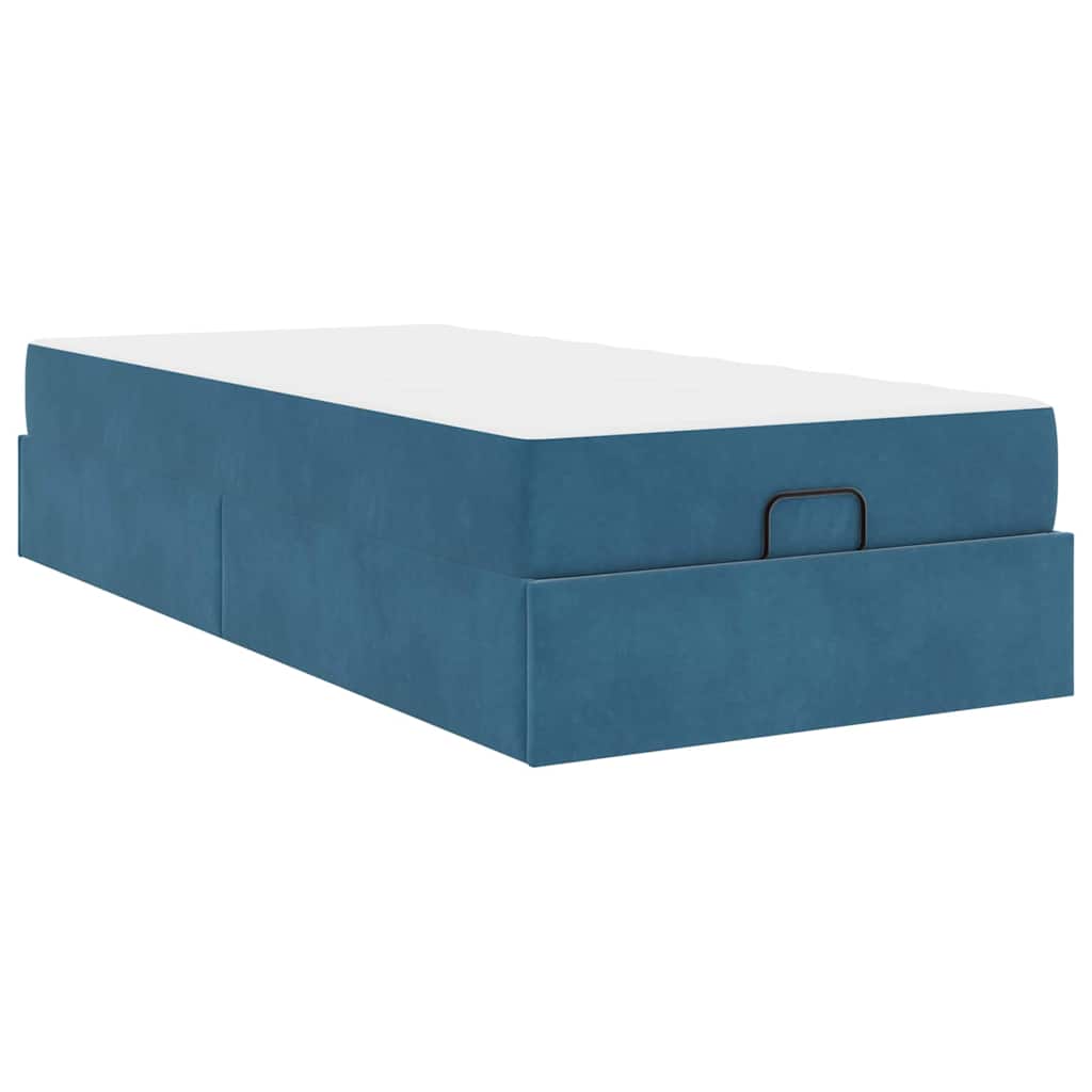 Sengestel Med Madras Med Opbevaring Blå 80 X 200 Cm Fløjl - Billede 2