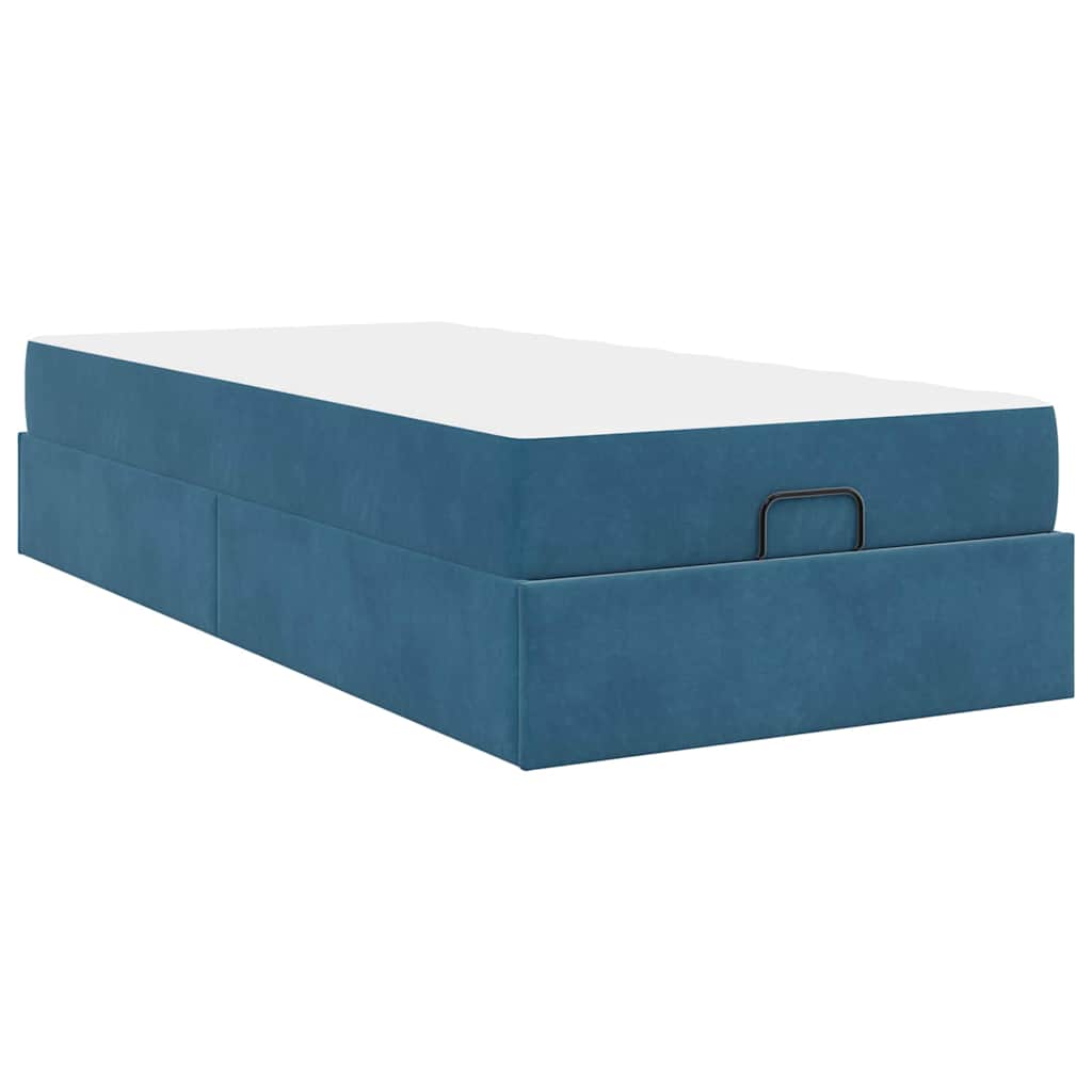 Sengestel Med Madras Med Opbevaring Blå 80 X 200 Cm Fløjl - Billede 8