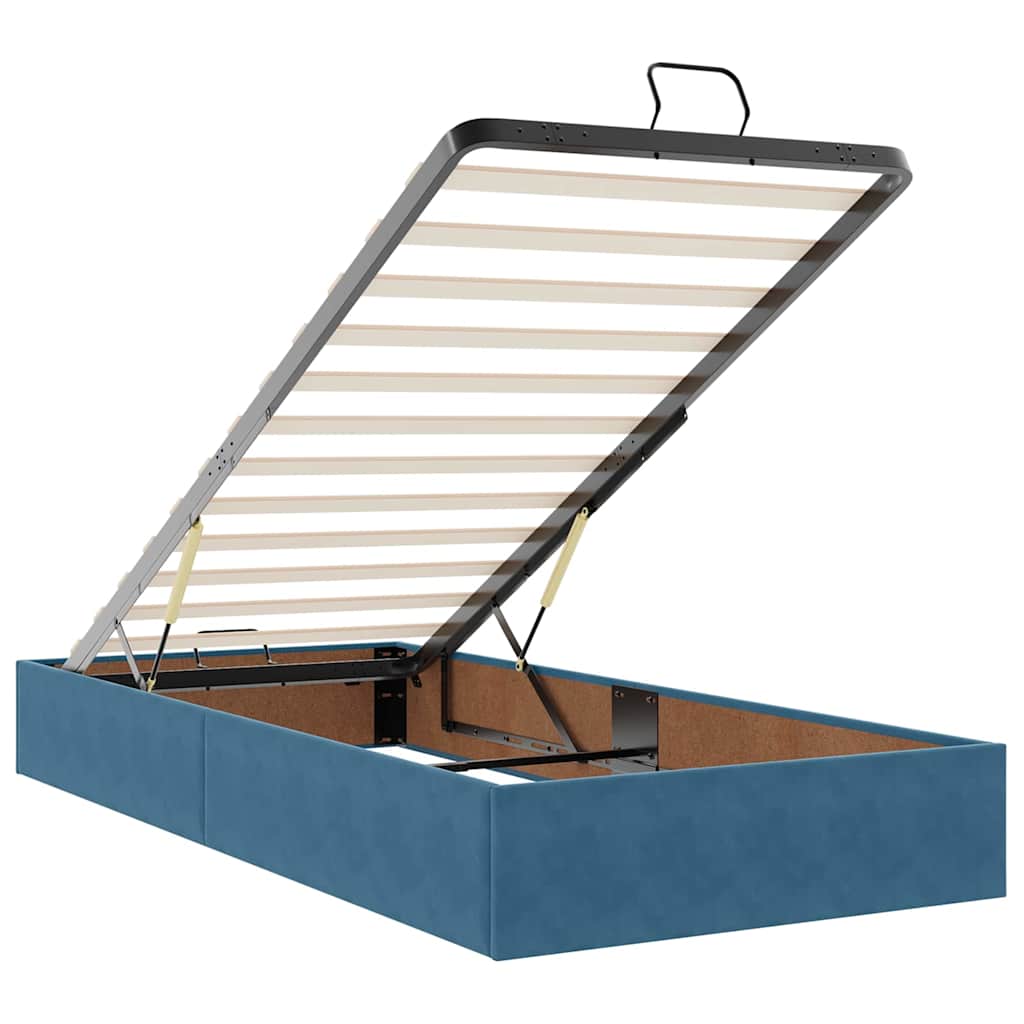 Sengestel Med Madras Med Opbevaring Blå 80 X 200 Cm Fløjl - Billede 11