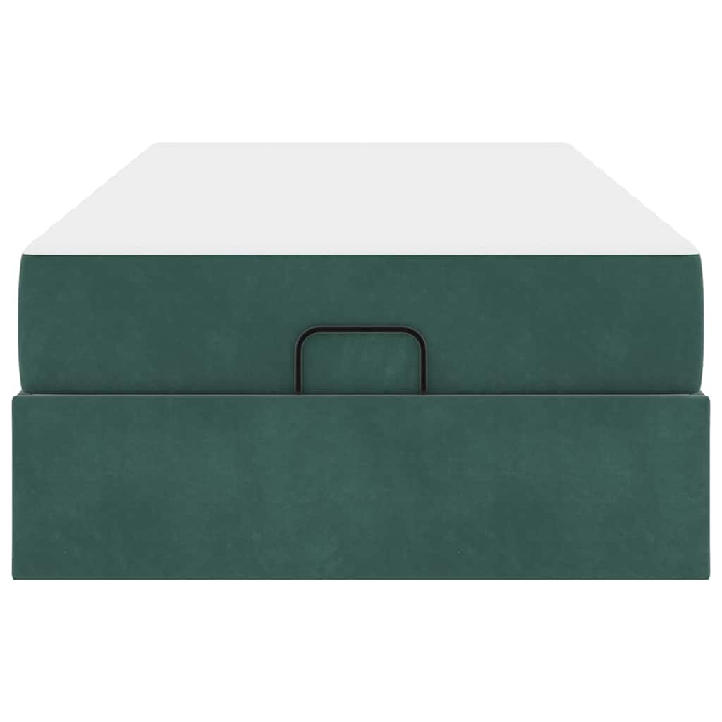 Sengestel Med Madras Med Opbevaring Mørkegrøn 90 X 200 Cm Fløjl - Billede 6