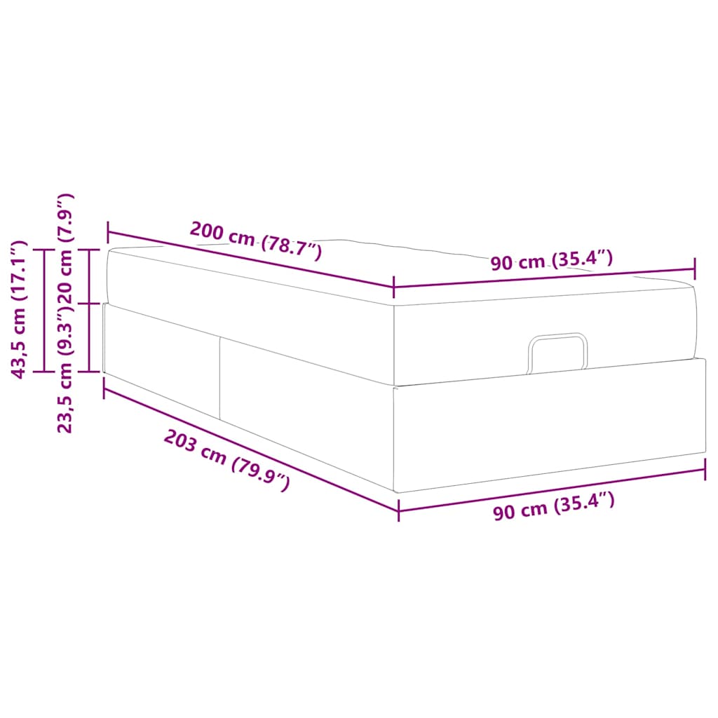 Sengestel Med Madras Med Opbevaring Mørkegrøn 90 X 200 Cm Fløjl - Billede 13