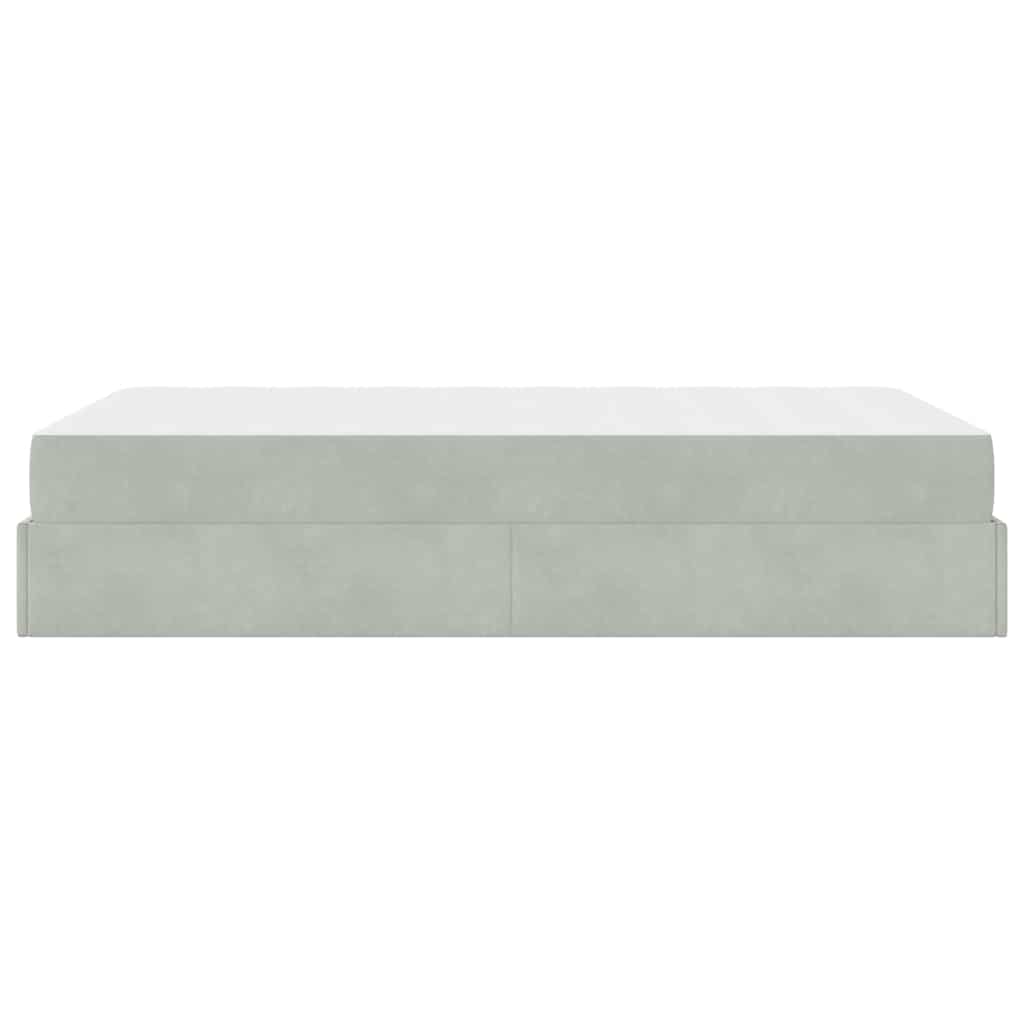 Sengestel Med Madras Med Opbevaring Lysegrå 120 X 190 Cm Fløjl - Billede 7