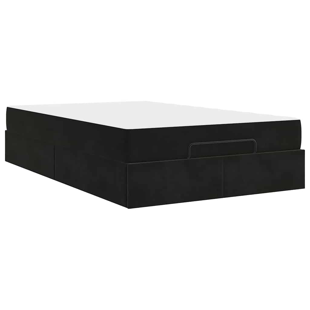 Sengestel Med Madras Med Opbevaring Blcak 120 X 200 Cm Fløjl - Billede 2