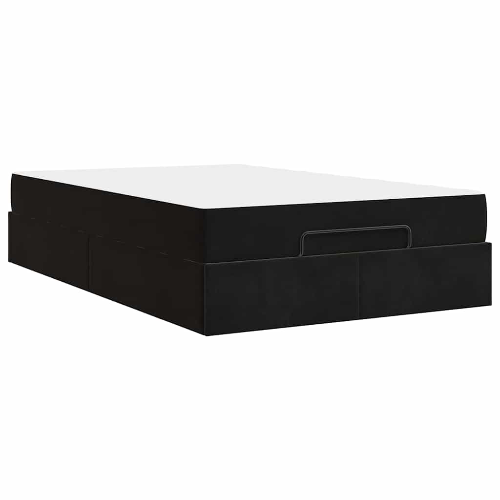 Sengestel Med Madras Med Opbevaring Blcak 120 X 200 Cm Fløjl - Billede 9