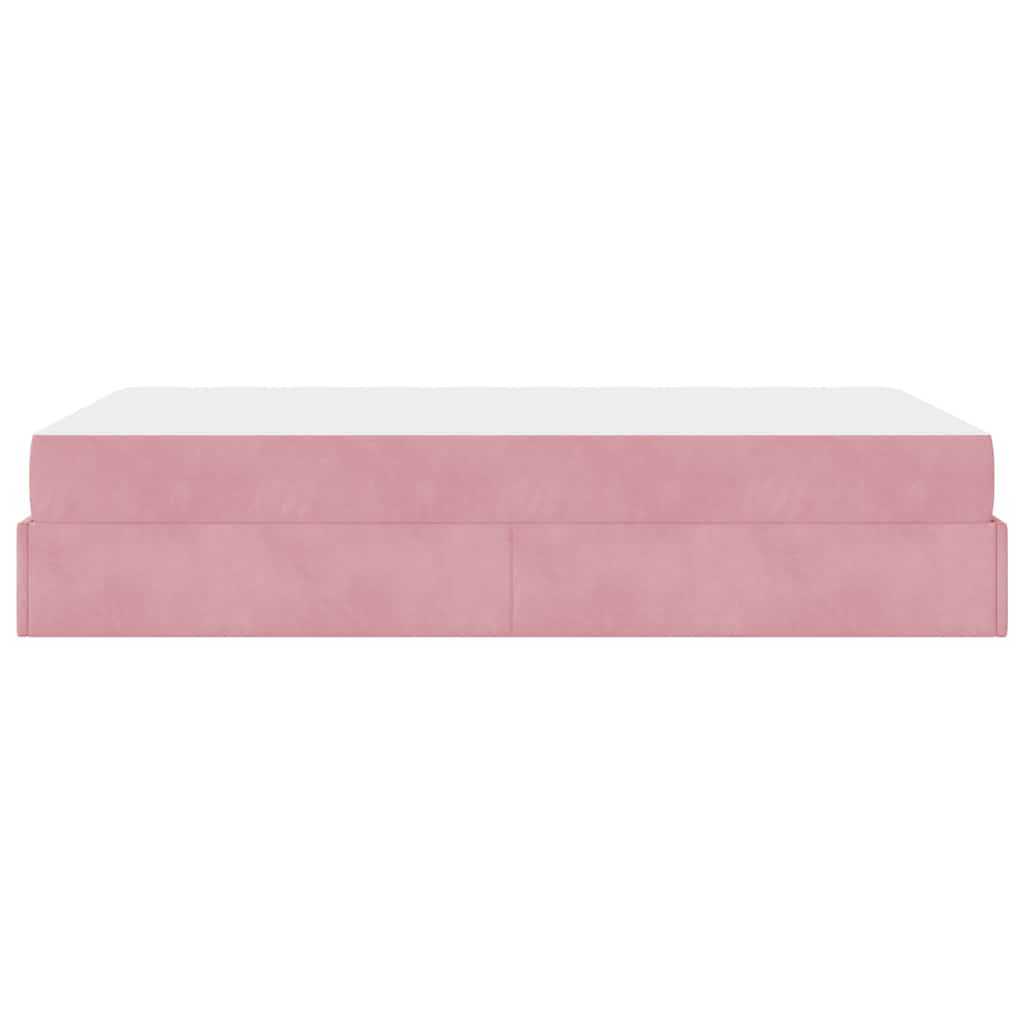 Sengestel Med Madras Med Opbevaring Lyserød 120 X 200 Cm Fløjl - Billede 7