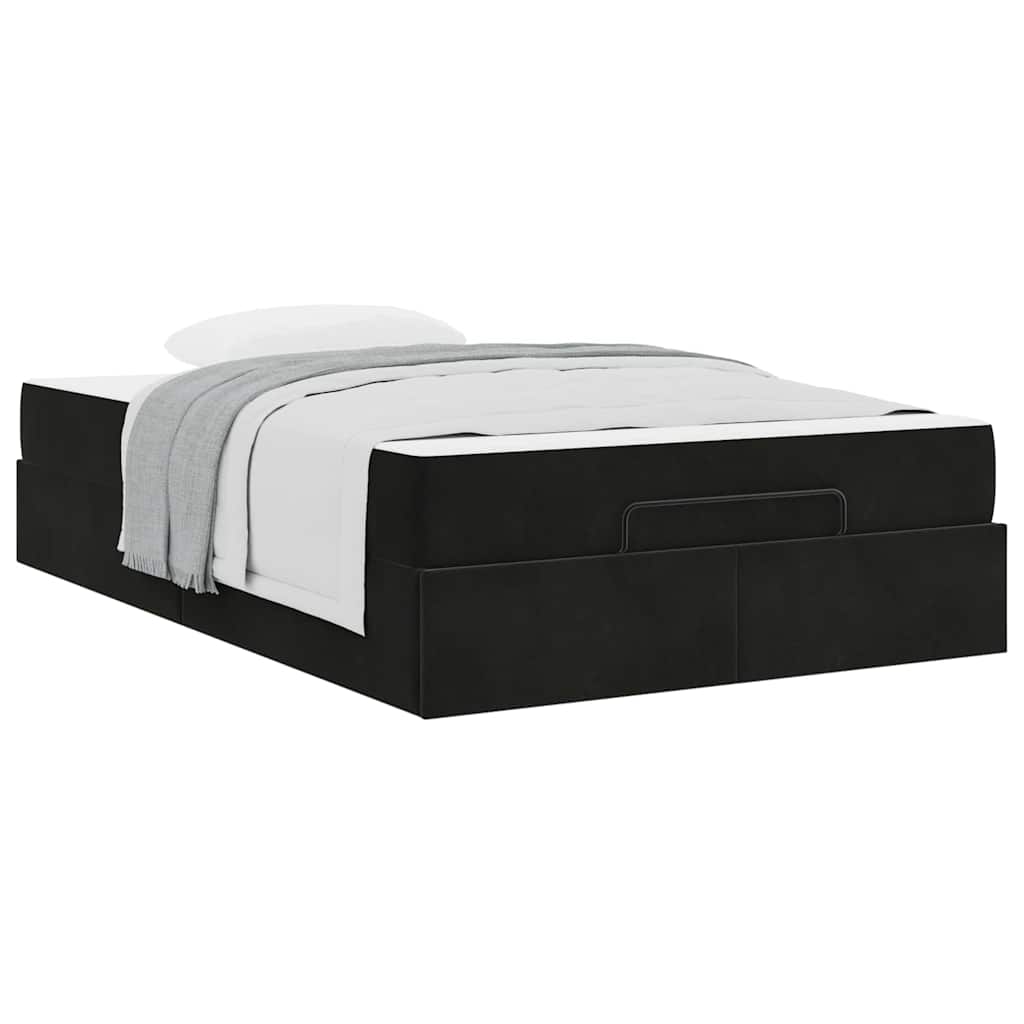 Sengestel Med Madras Med Opbevaring Blcak 140 X 190 Cm Fløjl - Billede 3