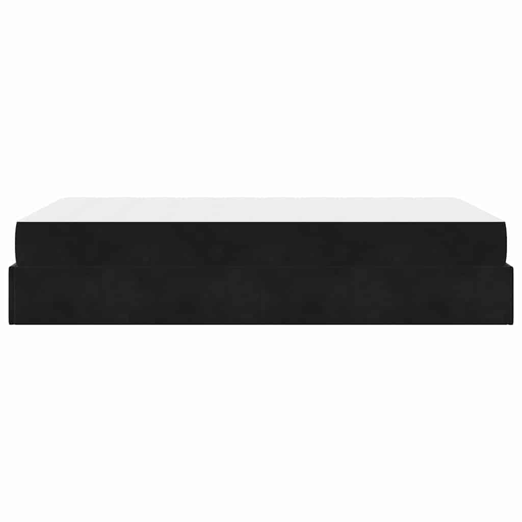 Sengestel Med Madras Med Opbevaring Blcak 140 X 190 Cm Fløjl - Billede 7
