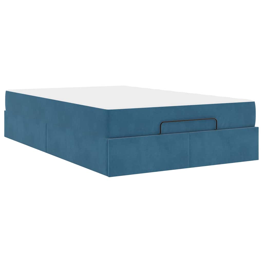 Sengestel Med Madras Med Opbevaring Blå 140 X 190 Cm Fløjl - Billede 2