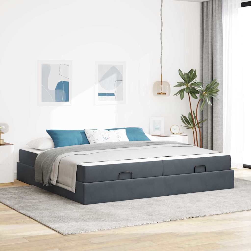 Sengestel Mørkegrå 200 X 200 Cm Fløjl - Hovedbillede